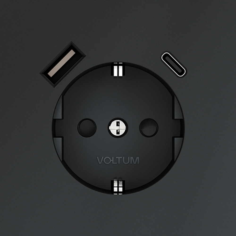 Розетка с USB, A+C Voltum S70 VLS040507 (графит)