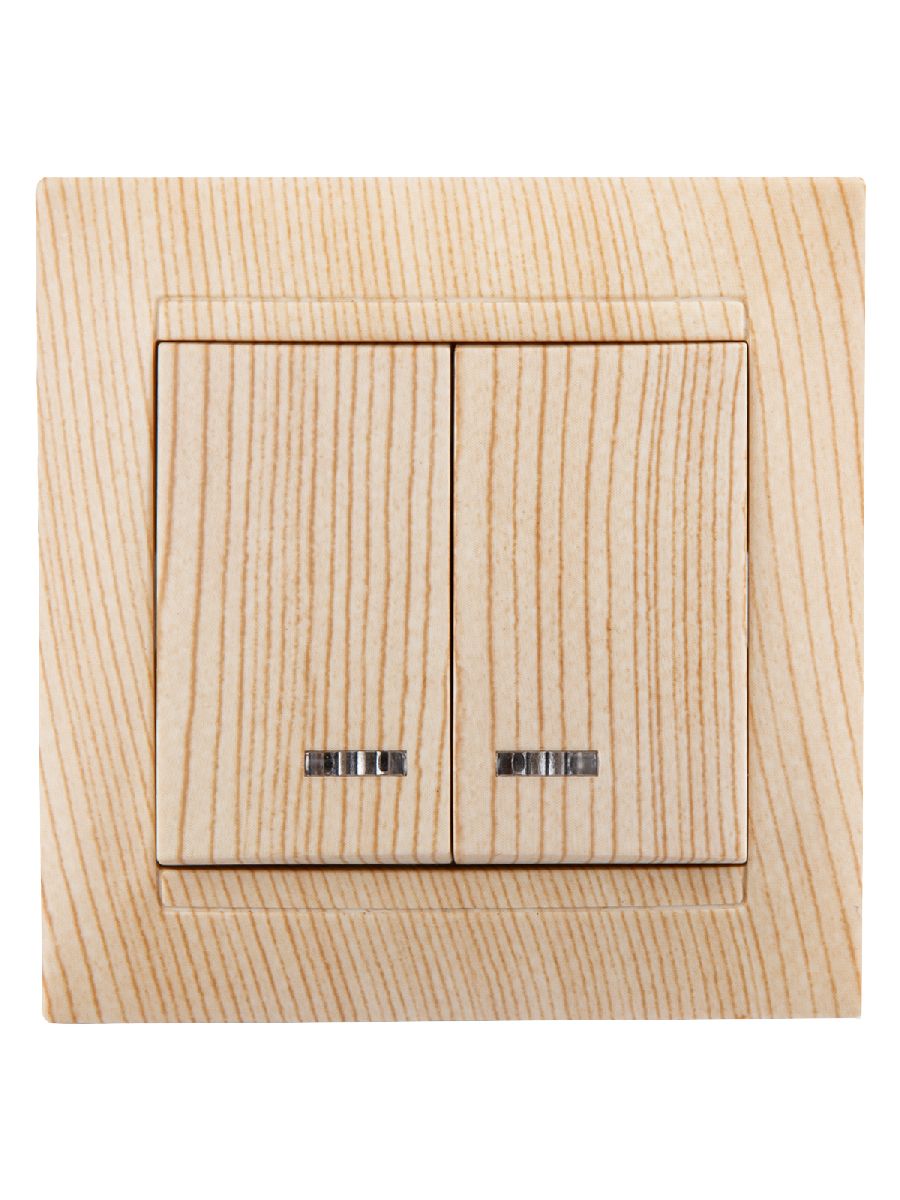 Выключатель двухклавишный с подсветкой Лама TDM Electric SQ1815-0305