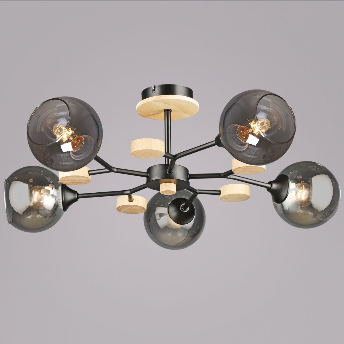 Люстра на штанге Reluce 06780-0.3-05 BK+WOOD