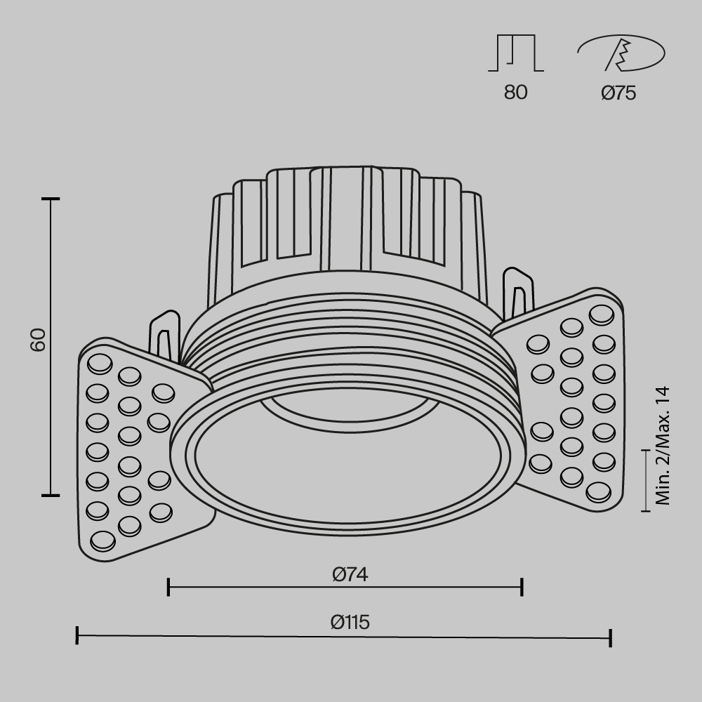 Встраиваемый светильник Maytoni Round DL058-12W2.7K-TRS-B