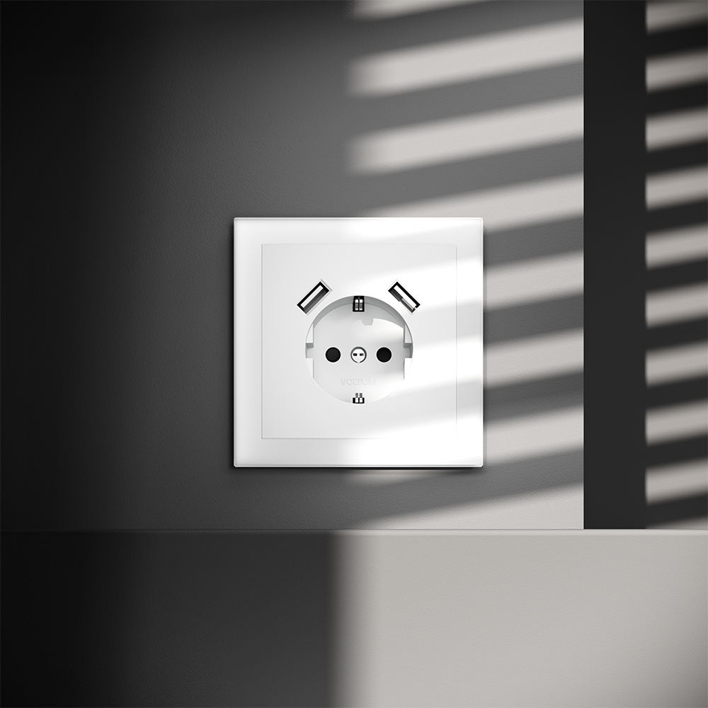 Розетка с USB Voltum S70 VLS040402 (белый матовый)