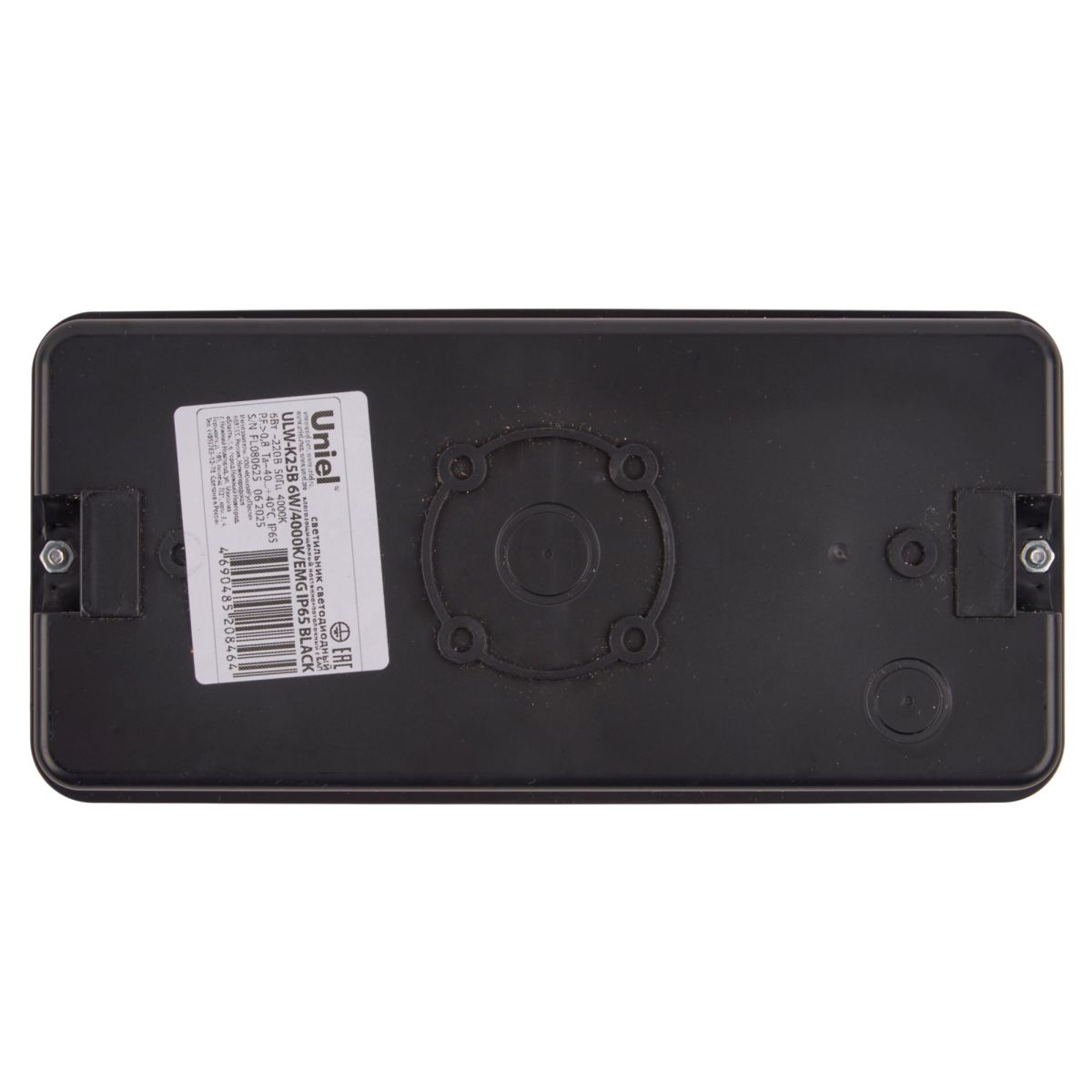 Светильник светодиодный влагозащищенный с БАП Uniel ULW-K25B 6W/4000K/EMG IP65 BLACK UL-00013353