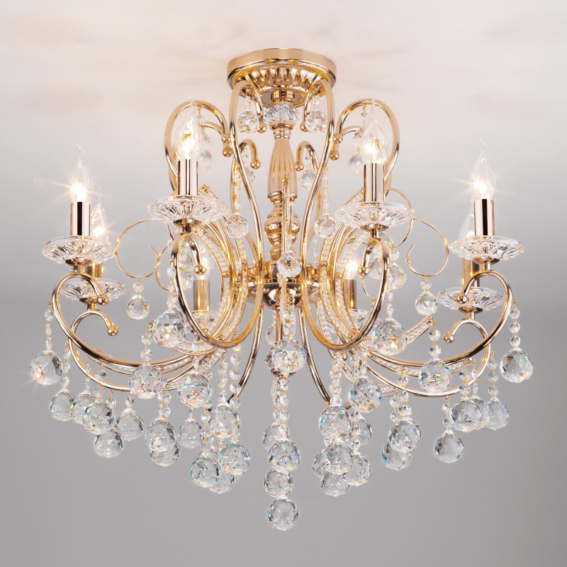 Подвесная люстра Eurosvet 10096/8 золото/прозрачный хрусталь Strotskis