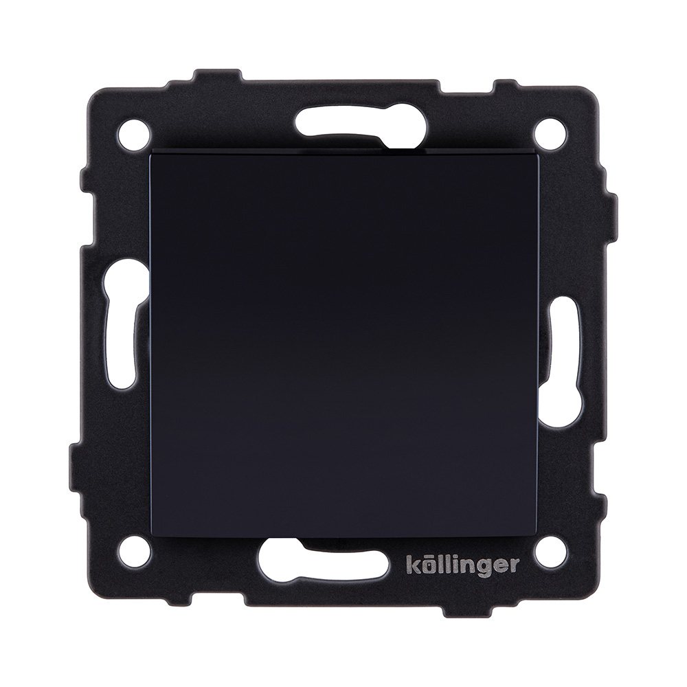Выключатель 1-клавишный перекрестный 10А/250В, изогнутый, черный Kollinger REA-R-006BK для Aspekt, Eleganz, Reflex