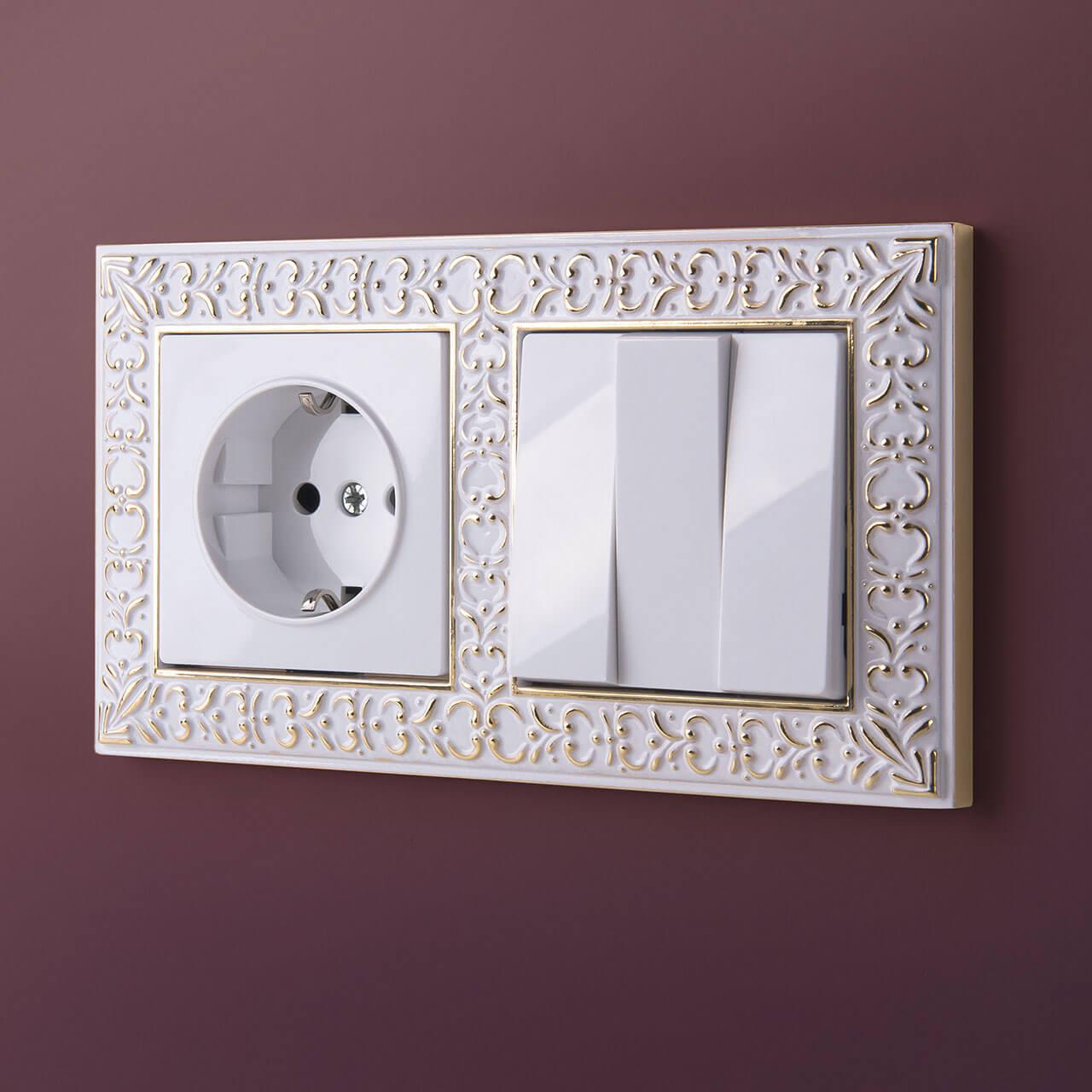 Рамка Werkel Antik на 2 поста белое золото WL07-Frame-01 4690389099182