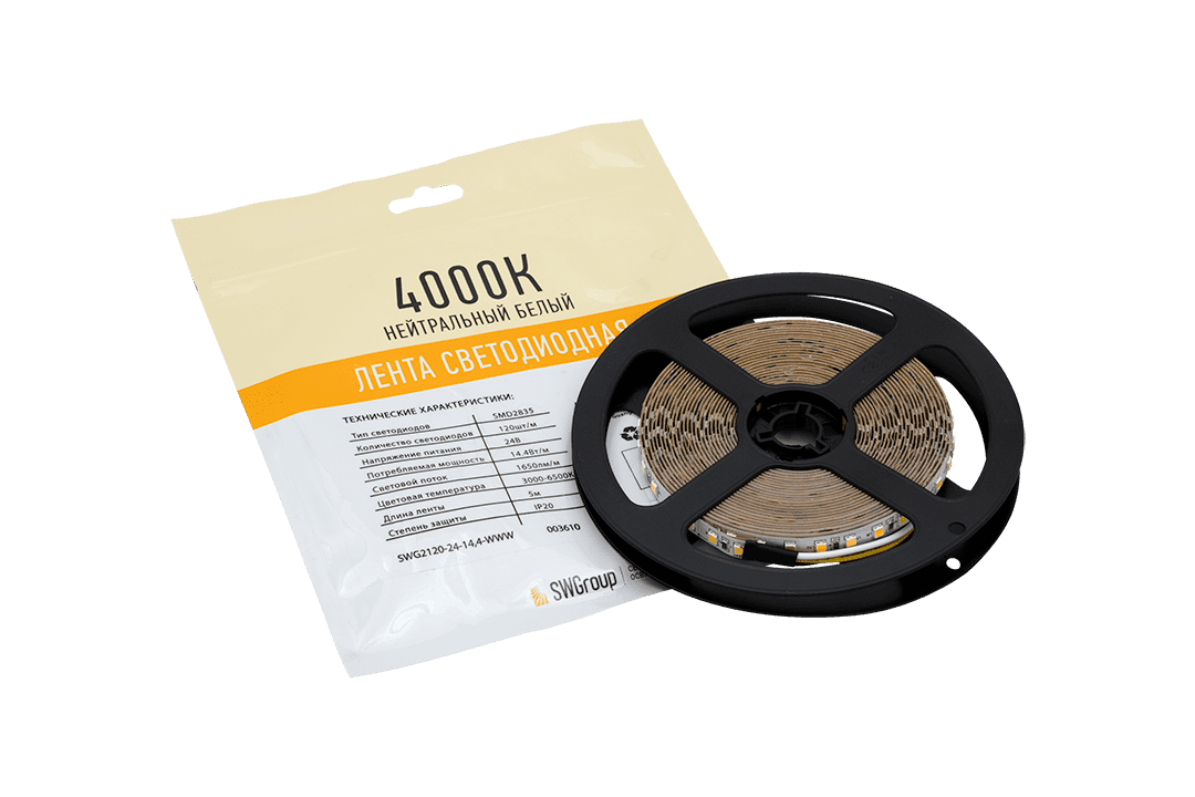 Светодиодная лента SWG SWG2P120-24-14.4-WWW-20 003610