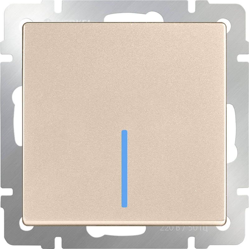 Выключатель Werkel одноклавишный с подсветкой шампань WL11-SW-1G-LED 4690389124624