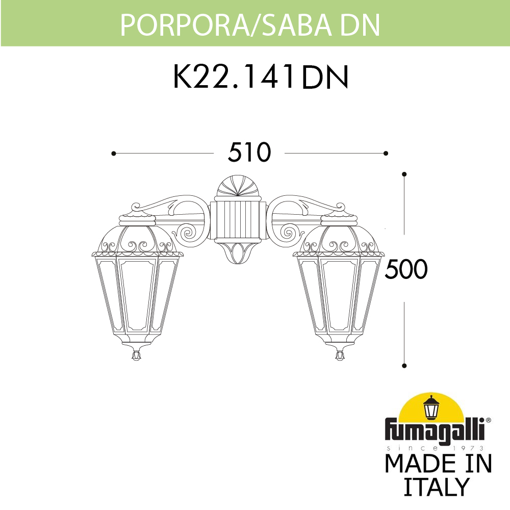 Уличный настенный светильник Fumagalli PORPORA/SABA DN K22.141.000.AXE27 DN