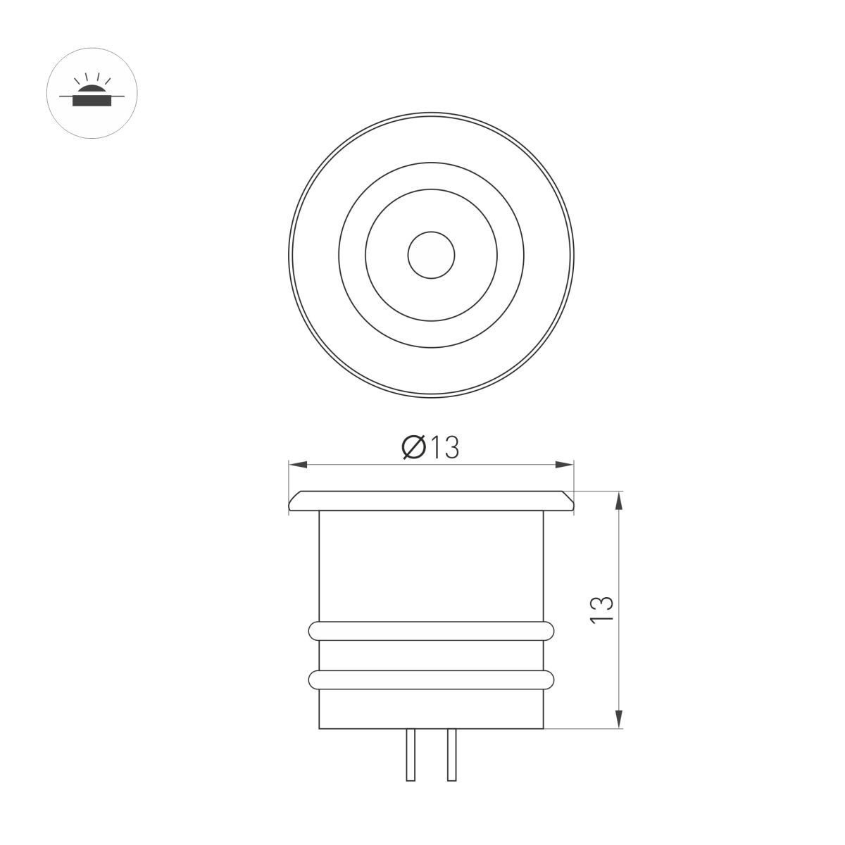Мебельный светильник Arlight ART-PICCOLO-BUILT-R13-1W Warm2700 (WH, 30 deg, 3V) (IP40 Металл) 061668