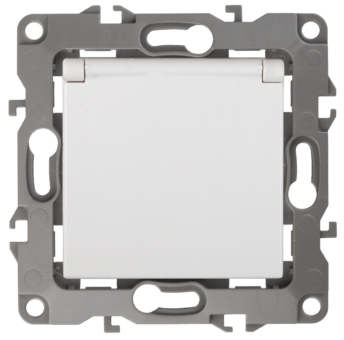 Розетка 2P+E Schuko со шторками с крышкой Эра 12-2103-01 Б0014693