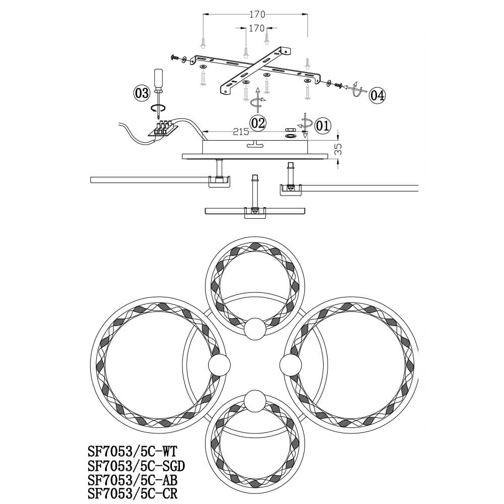 Потолочная люстра Seven Fires Floki SF7053/5C-AB-BL