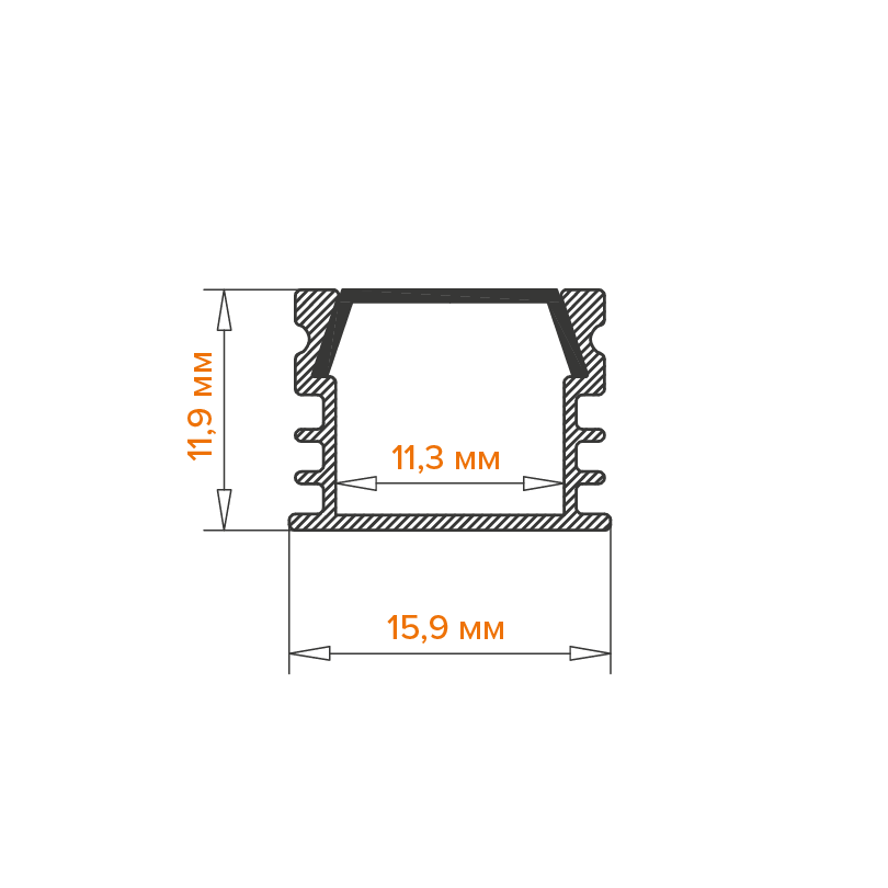 Профиль накладной Wolta WAP-S-16/12/2000-W