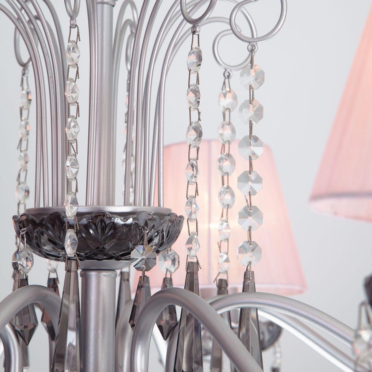 Подвесная люстра Eurosvet Rosetta 10086/8 серебро/дымчатый хрусталь Strotskis