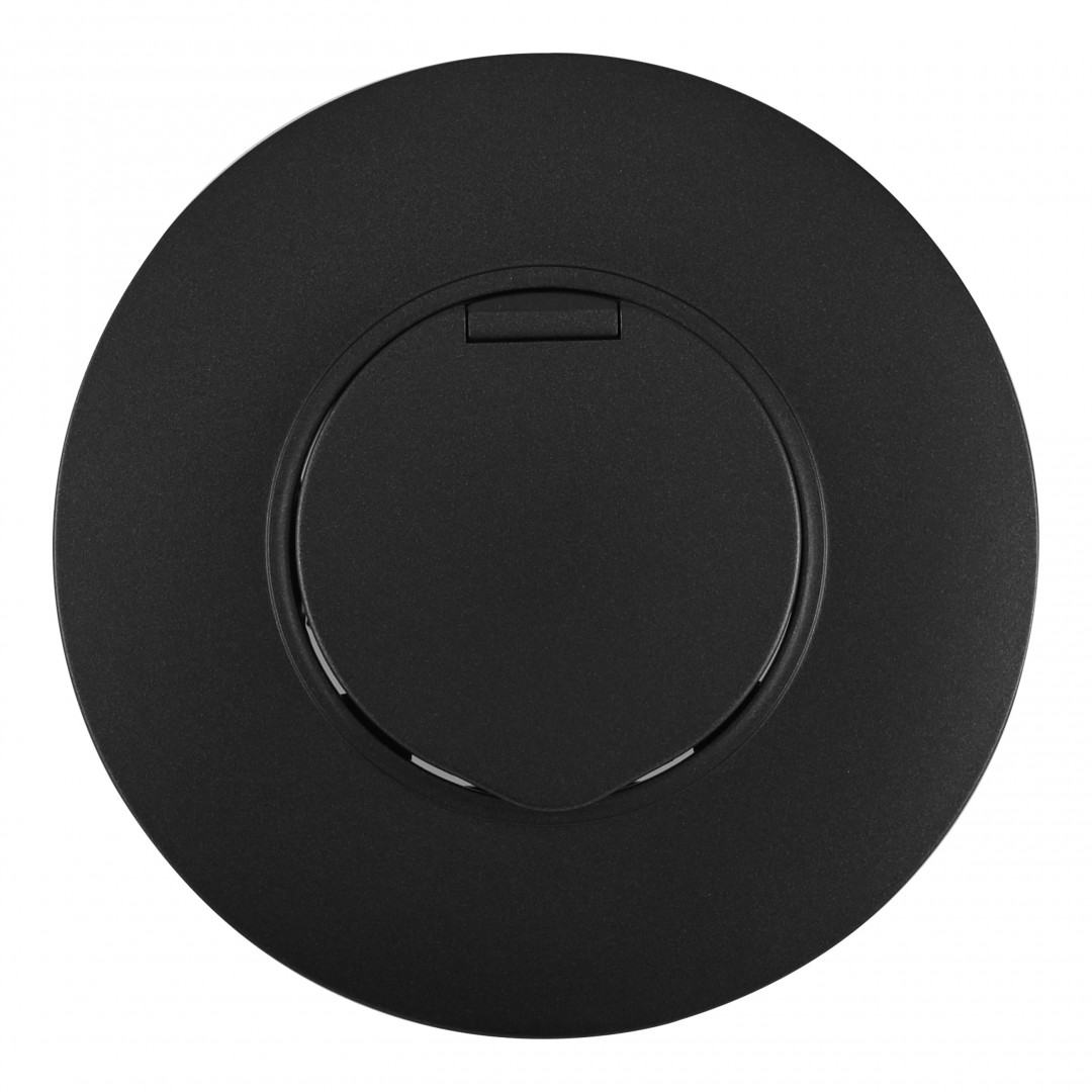 Розетка круглая с/з и шторками, защитной крышкой и рамкой Arte Milano SET08-1-41-1 black