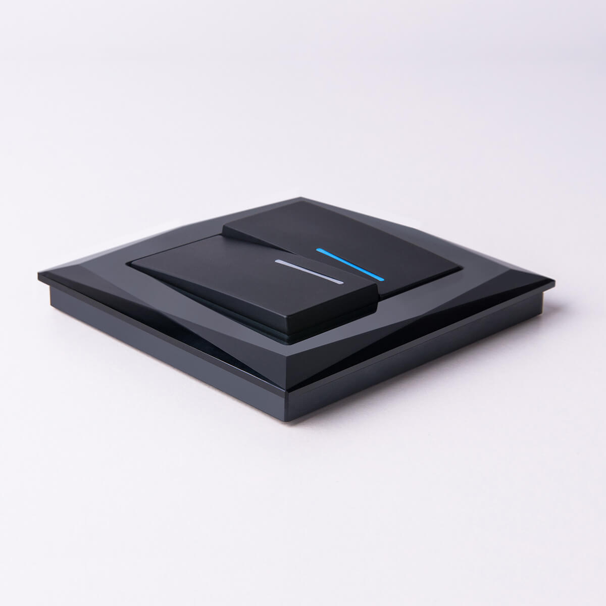 Выключатель двухклавишный проходной с подсветкой Werkel черный матовый W1122108 4690389156731