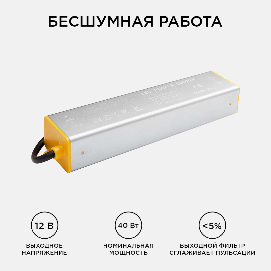 Блок питания Apeyron 12В 40Вт IP67 3,2А PS3-36