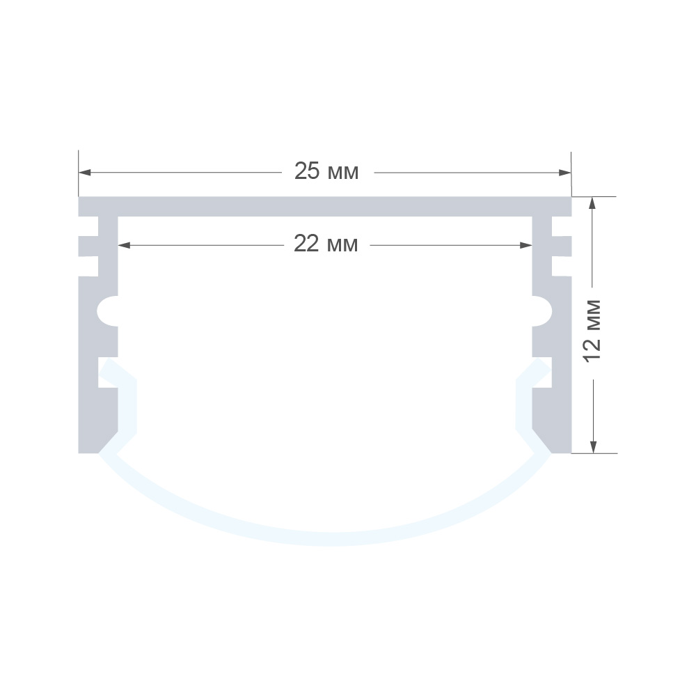 Профиль П-образный накладной Apeyron ширина ленты до 10мм (рассеиватель, заглушки - 2шт) 08-13