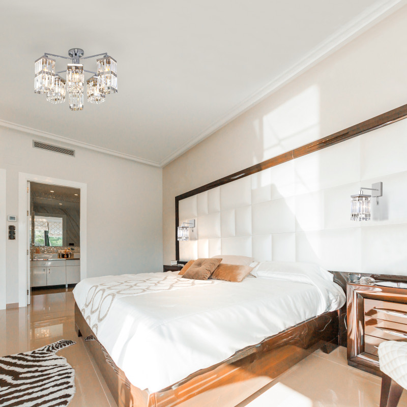 Люстра на штанге Eurosvet 10100/6 хром/прозрачный хрусталь Strotskis