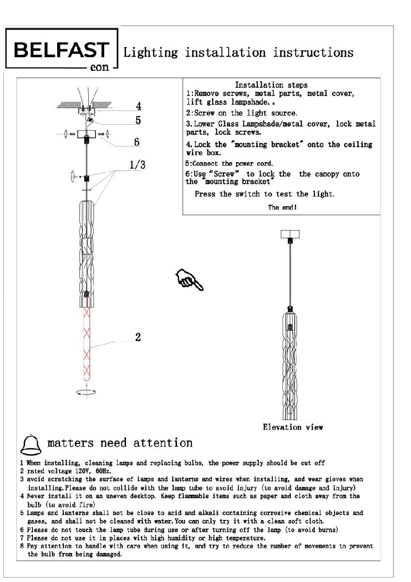 Подвесной светильник Belfast Grosvenor 167-1 CR MT