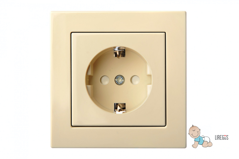 Розетка с заземлением и шторками Liregus Epsilon 28-0663
