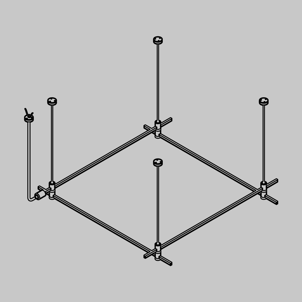 Основание квадратное двухуровневое на тросовых подвесах Hang для трековых светильников Maytoni Technical Flarity TFC-Flar-H08-B