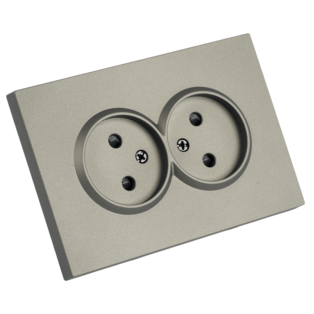 Розетка 2-местная с защитной шторкой Stekker Эмили б/з 250В 16А RST10-5116-09 антрацит soft touch 49929