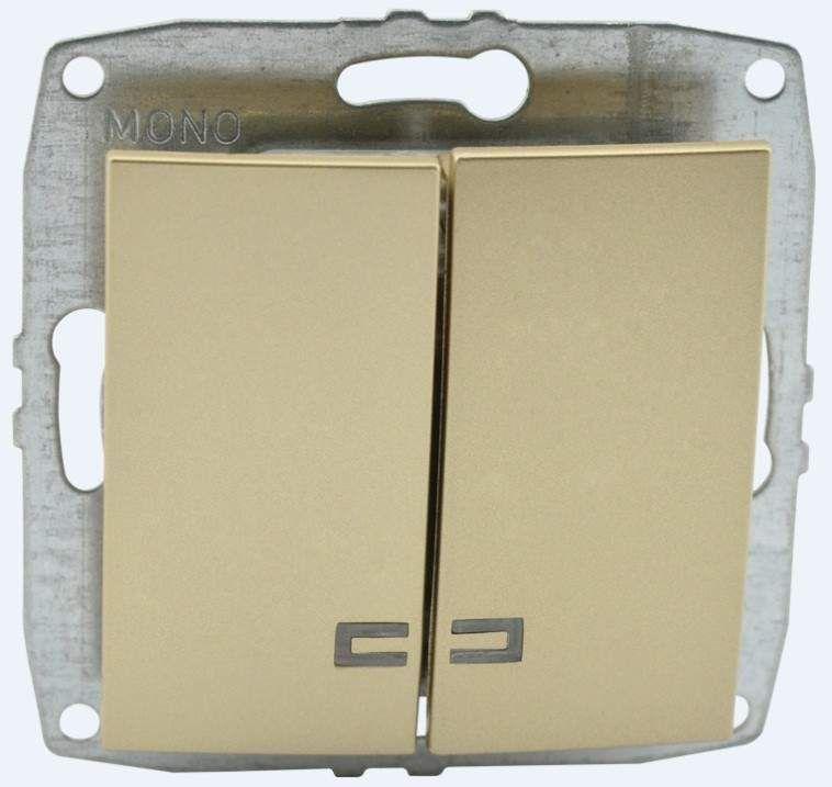 Выключатель двухклавишный с подсветкой Mono Electric Despina-Larissa 10А 250В титан 500-002225-103