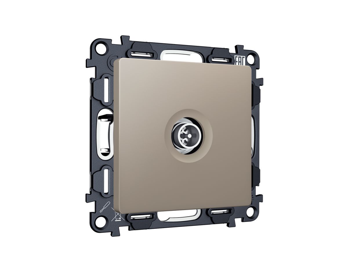 Комплект механизм TV розетки оконечной экранированной 5-1000MHz 3dB Alfa Серо-бежевый матовый Quant Ambrella Volt MA373005 (AP3730, VM199)