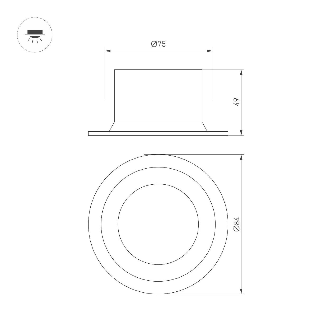 Встраиваемый светильник Arlight MS-DROP-BUILT-R84-8W Day4000 (BK, 85 deg, 230V) 041492