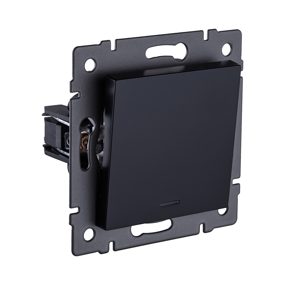 Выключатель 1-клавишный перекрестный 10А/250В с LED подсветкой, черный Kollinger REA-S-015BK для Aspekt, Eleganz, Reflex