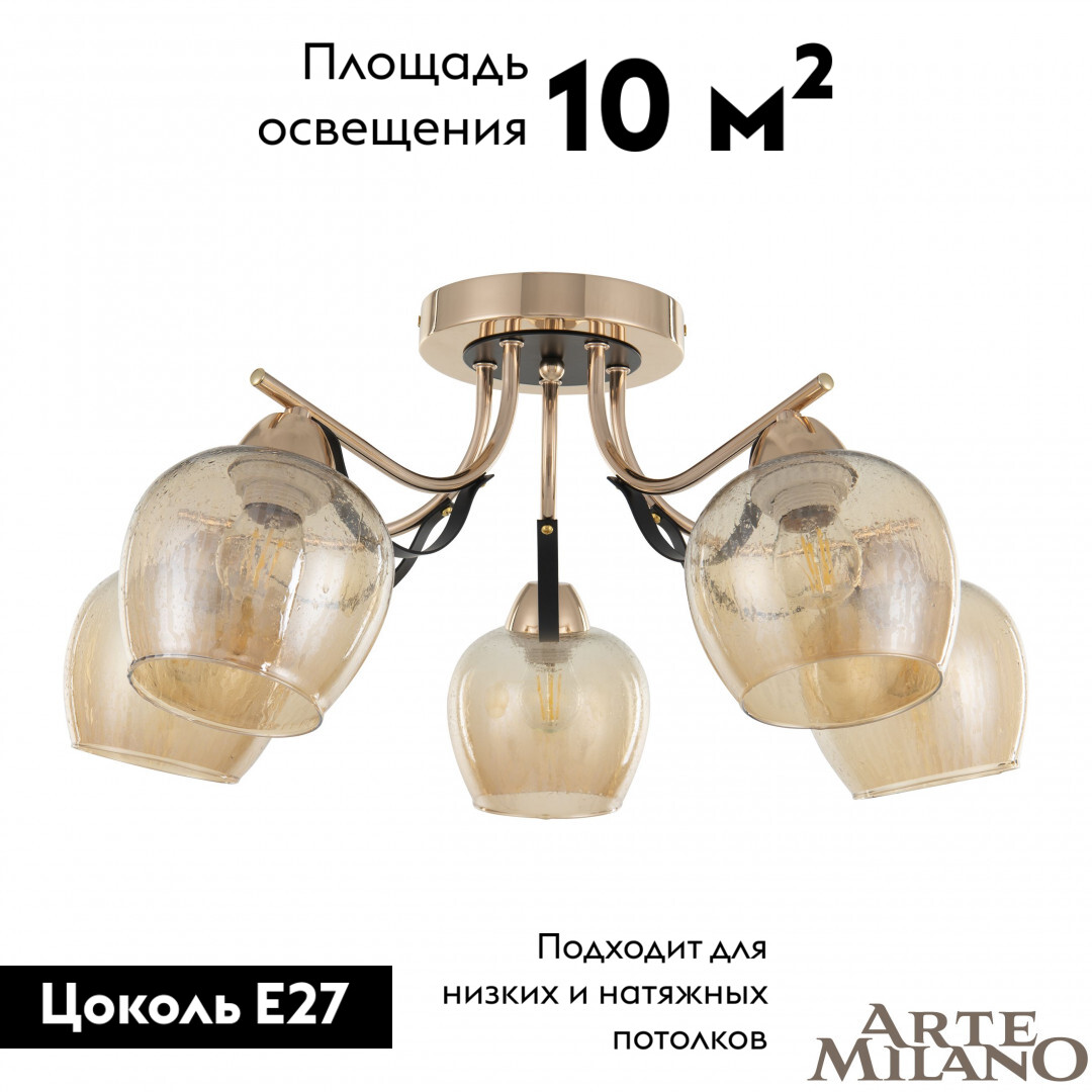 Потолочная люстра Arte Milano Amalfi 322306/5 FG+BK