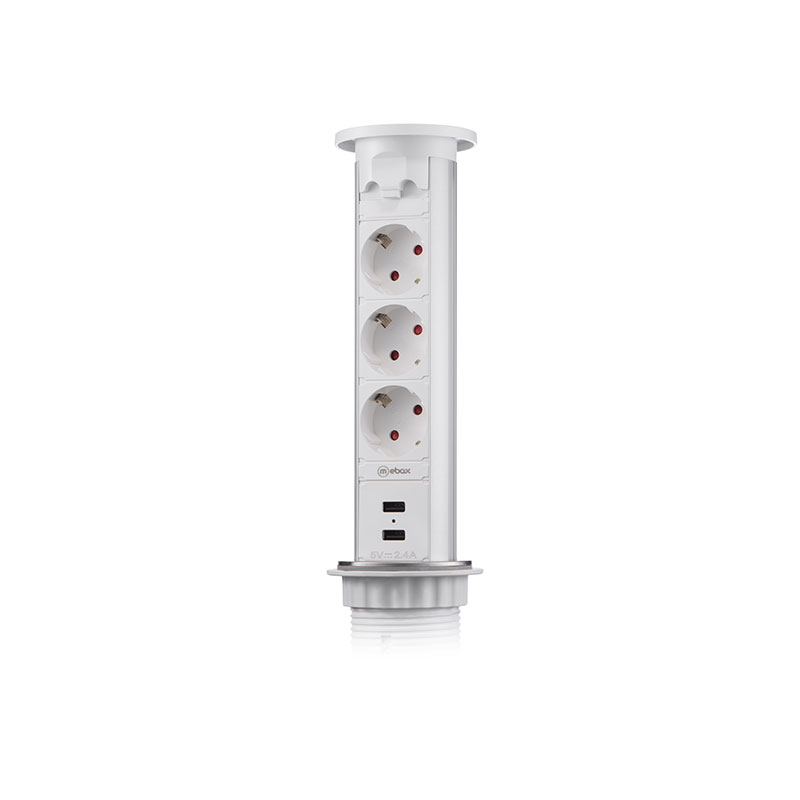 Блок розеток 105J (3 секции и 2 USB) Mebax 00-00000823