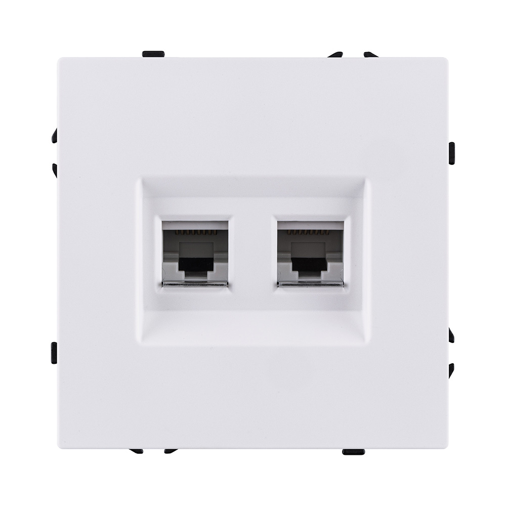 Розетка двойная Ethernet RJ45 Cat.6, белый глянцевый Kollinger Eclipse EC-018WG