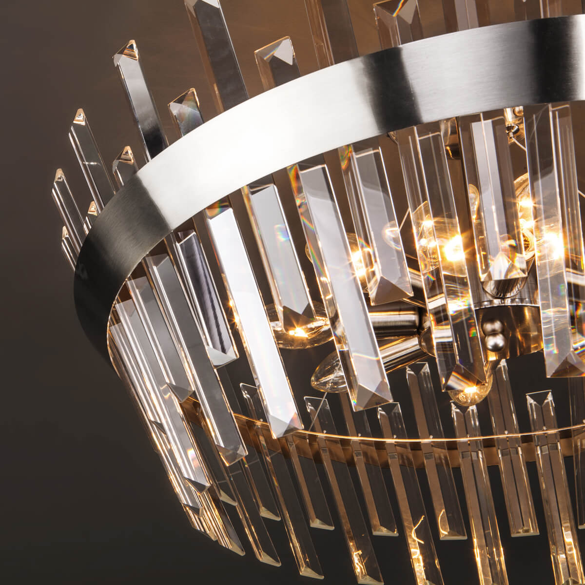 Люстра на штанге Eurosvet 10111/8 сатин-никель / прозрачный хрусталь Strotskis Smart a047847