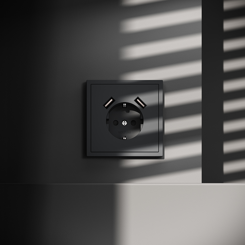 Розетка с USB, А+А Voltum S70 VLS040407 (графит)