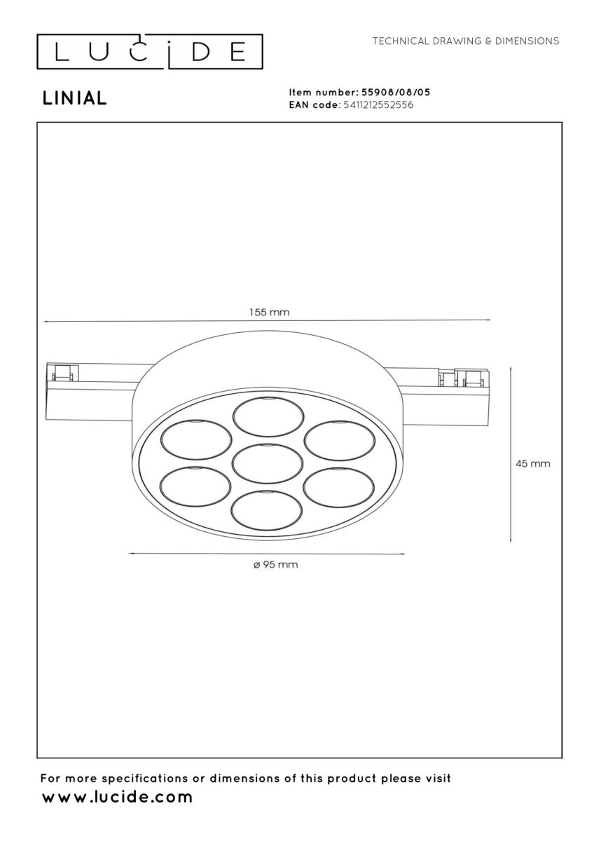 Трековый светильник Lucide Linial Xavi 55908/08/05