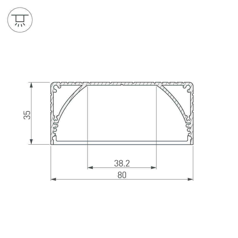 Профиль с экраном Arlight ALU-POWER-W80N-2000 ANOD+FROST 019097