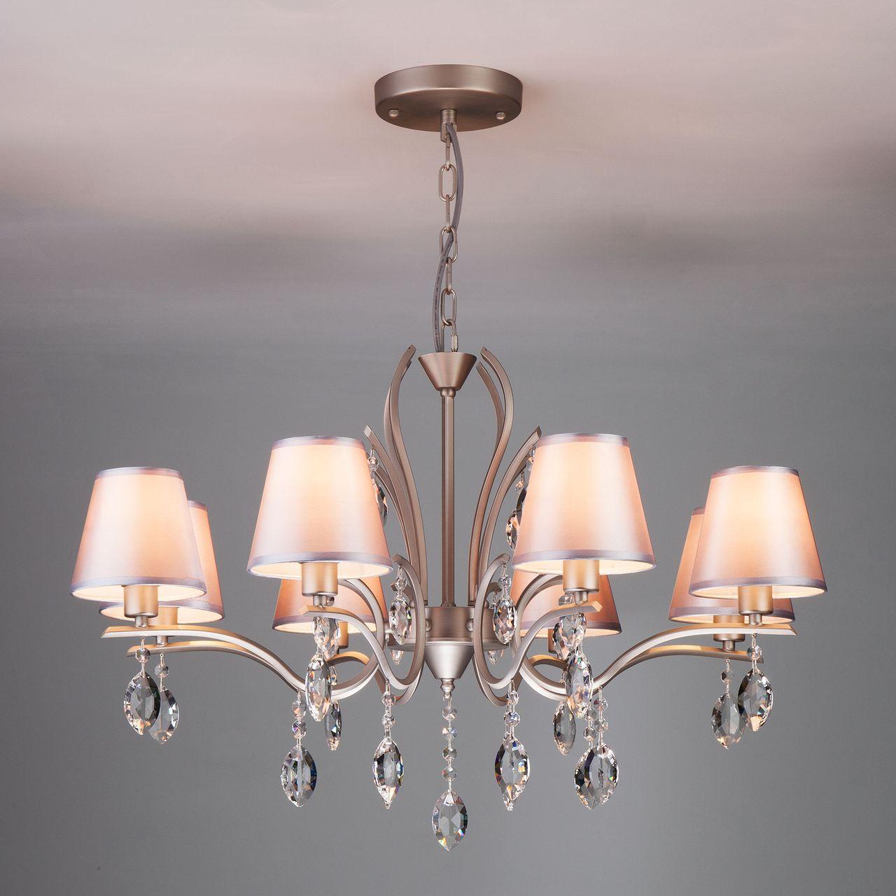 Подвесная люстра Eurosvet Aurelia 10089/8 сатин-никель/прозрачный хрусталь Strotskis