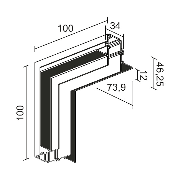 Угол-соединитель вертикальный для магнитной системы Ledron V-АВД-5355 Black 00000014030