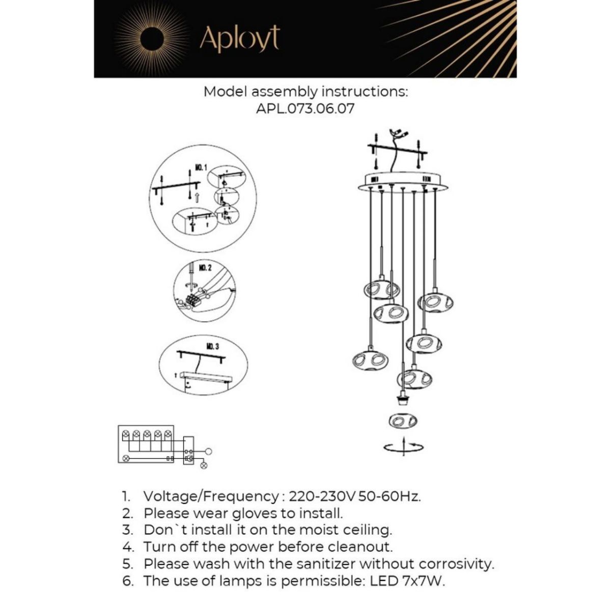 Подвесной светильник Aployt Sacha APL.073.06.07