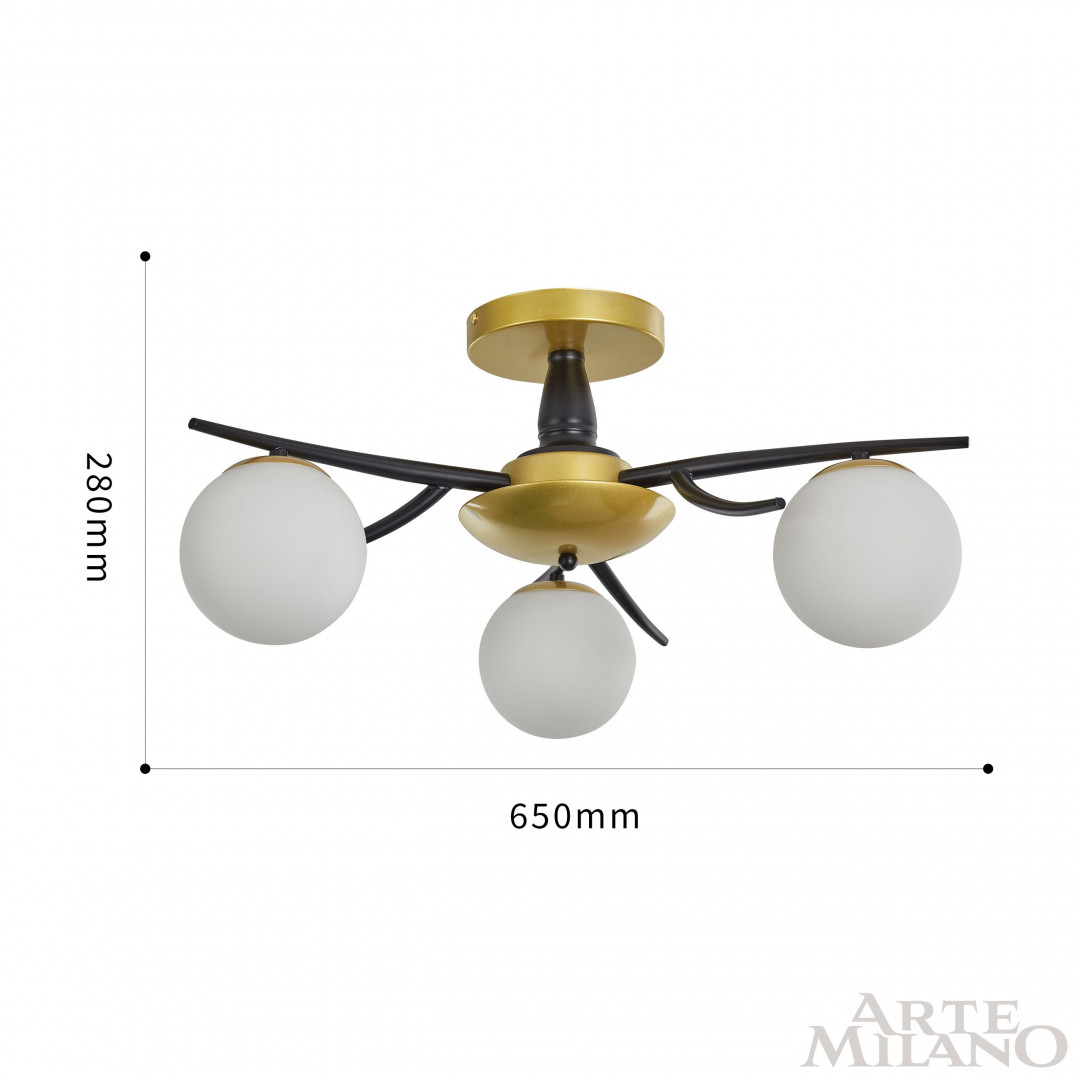 Потолочная люстра Arte Milano 273408/3 BK/GD