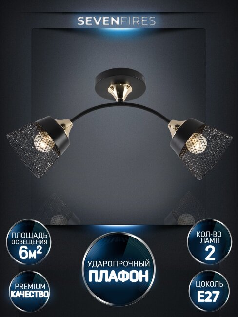 Потолочный светильник Seven Fires Bens SF3381/2C-BK-FGD-BK