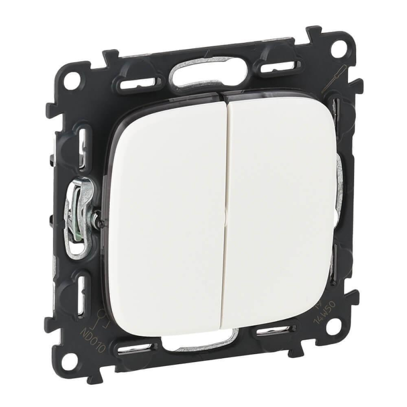 Переключатель двухклавишный Legrand Valena Allure 10А 250В белый 752708