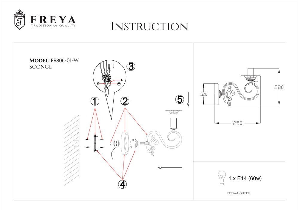 Бра Freya Florence FR2806-WL-01-WG