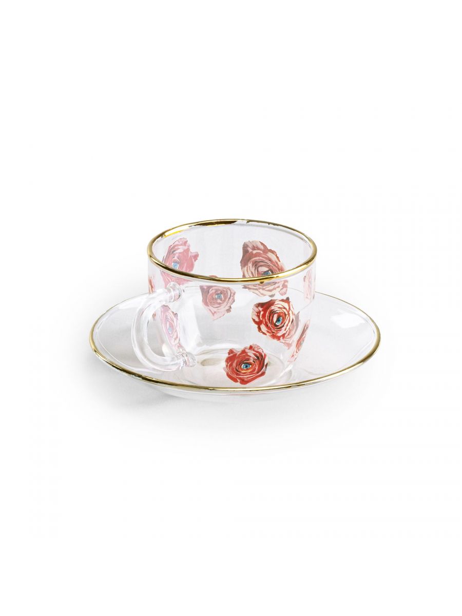 Блюдце с чашкой Roses Seletti Toiletpaper Glass 15971