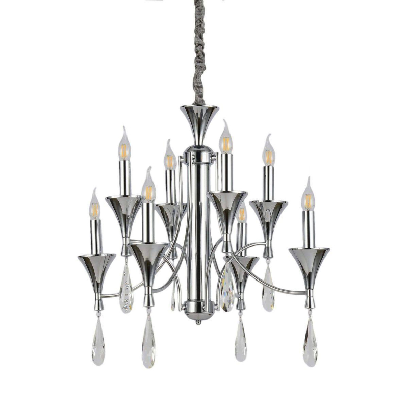 Подвесная люстра неоклассика Lumina Deco Libero LDP 1230-8 CHR