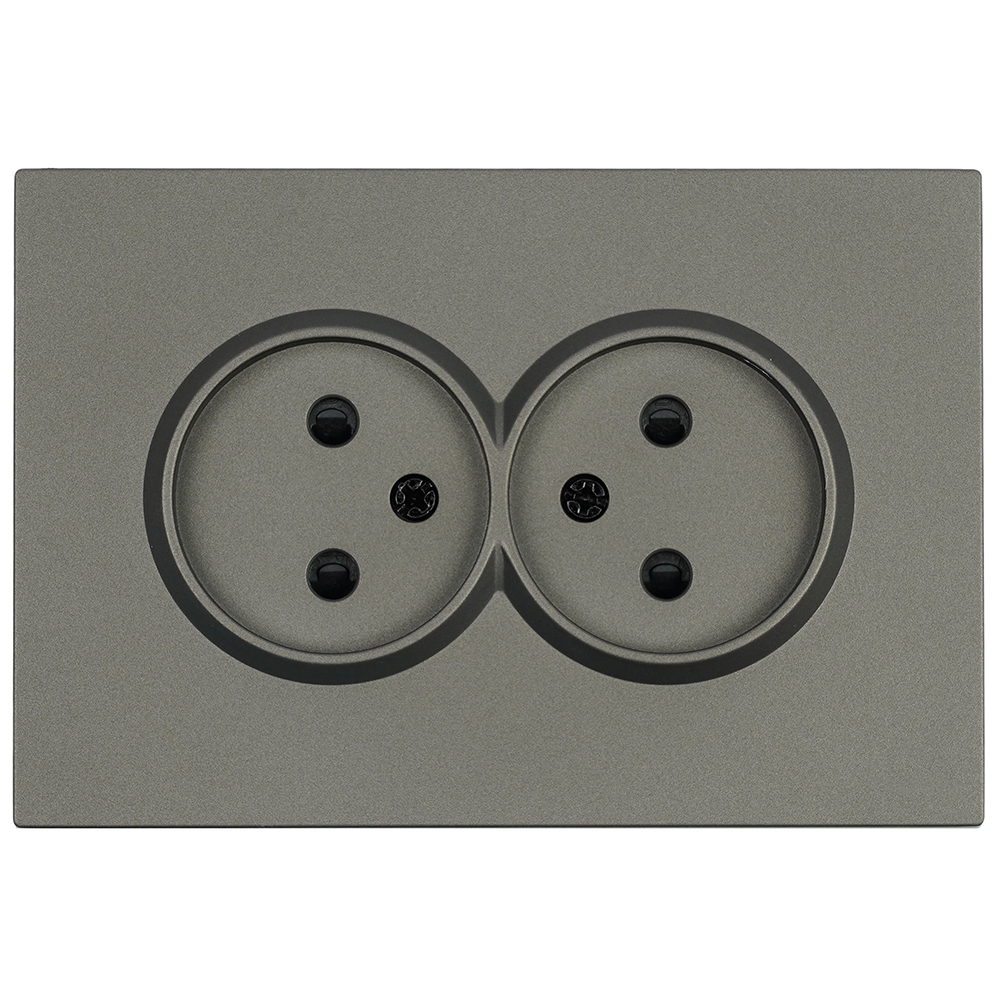 Розетка 2-местная с защитной шторкой Stekker Эмили б/з 250В 16А RST10-5116-09 антрацит soft touch 49929