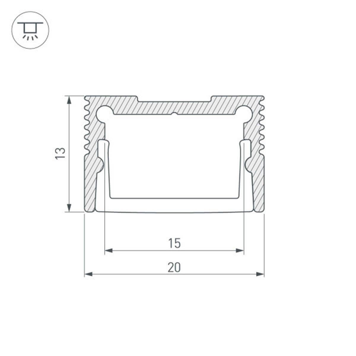 Алюминиевый профиль Arlight SL-Slim20-H13-3000 Anod 036036