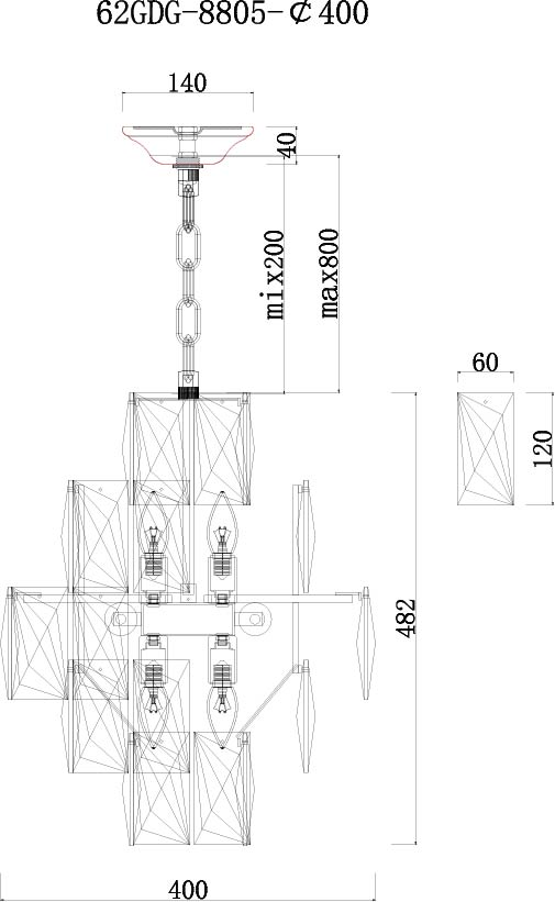 Подвесная люстра Garda Decor 62GDG-8805-400
