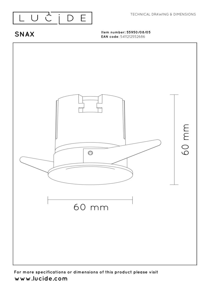 Встраиваемый светильник Lucide Snax 55950/08/05